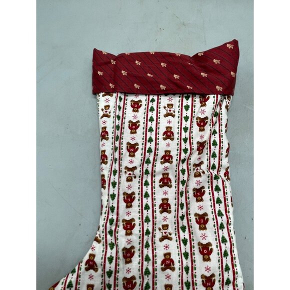 handmade Christmas stocking bear snowflake heart tree design red green 15" READ - Picture 4 of 6